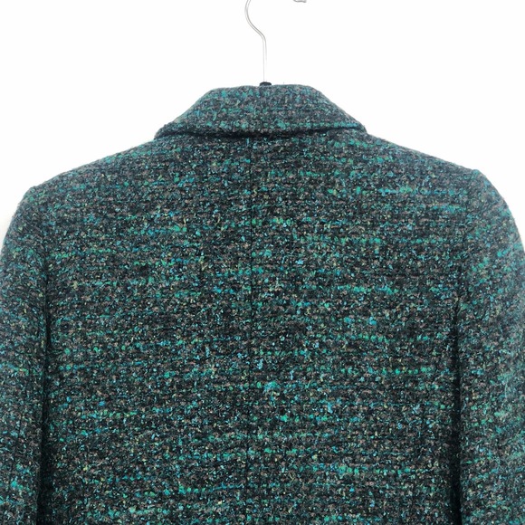 Ann Taylor Tweed Jacket Button Up Front Pocket Collared Long Sleeve Green Size 2 - Picture 6 of 9
